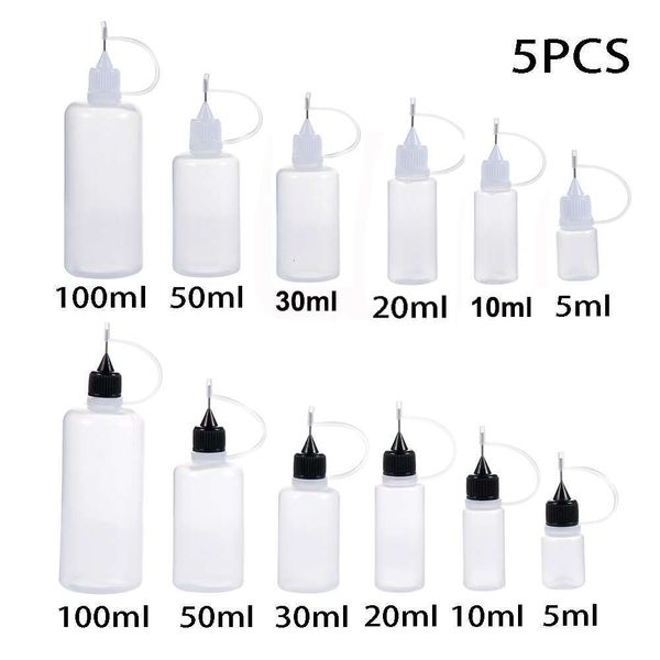 5Pcs 5-10-20-30--100Ml Resuable Needle Tip Glue Applicator Plastic Bottle For Quilg DIY Scrapbooking Paper Craft Tool