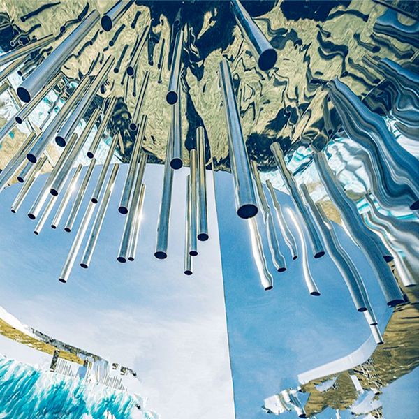 100Pcs -Lot Shiny Wedding Ceiling Hanging Mirror Cylinder Event Site Stage Space Decoration For Party Scene Layout Props