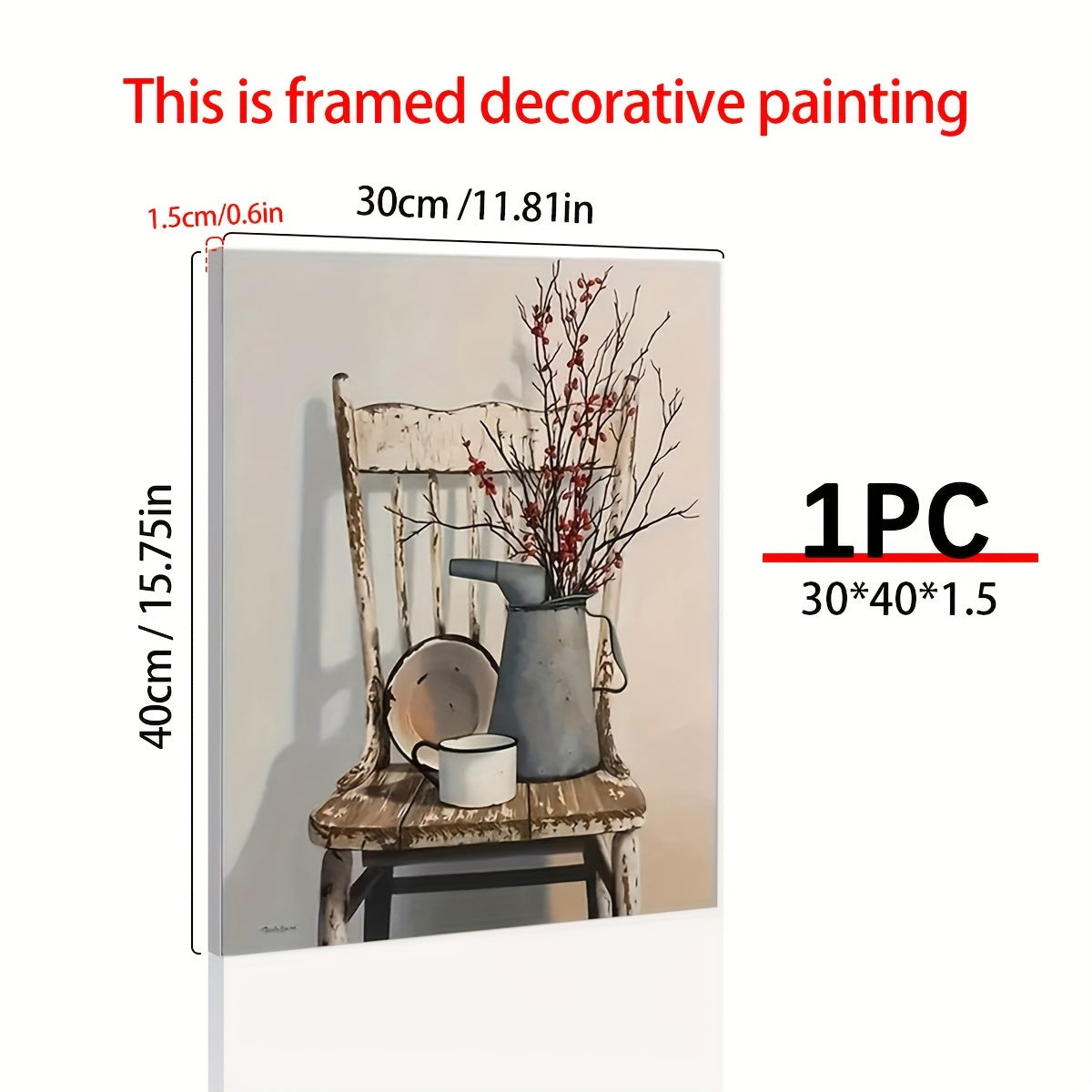 TEMU 1pc Wooden With Frame Farmhouse Decor, Canvas Wall Art, Rustic Wall Decor, Flower Theme Painting, Vintage Wall Art Picture, Artwork For Wall