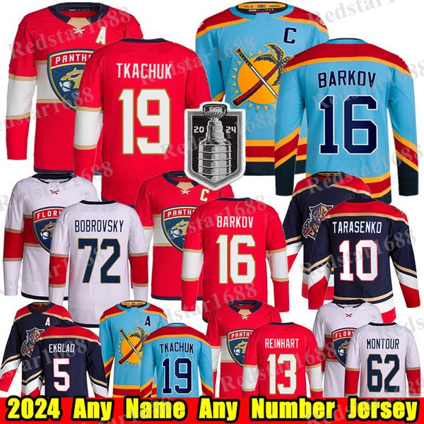 2024 Stanley Cup Final #19 Matthew Tkachuk Florida hockey jersey Aleksander Barkov Spencer Knight Sergei Bobrovsky Sam Bennett Vladimir Tara