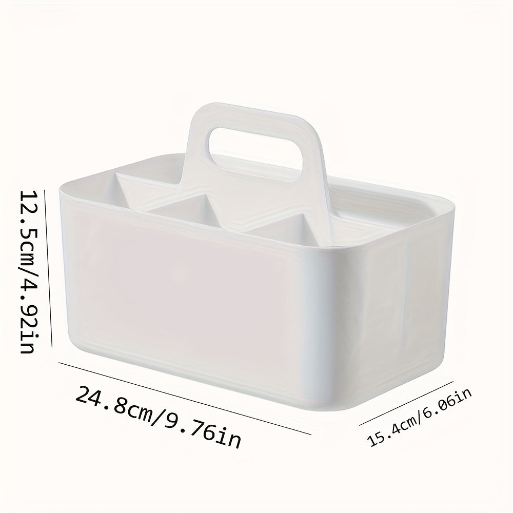 TEMU 1pc Large Capacity Pp Material Portable Storage Box With Multi-compartment, Sturdy Handle - Organizer For Markers, Pens, Stationery, Office