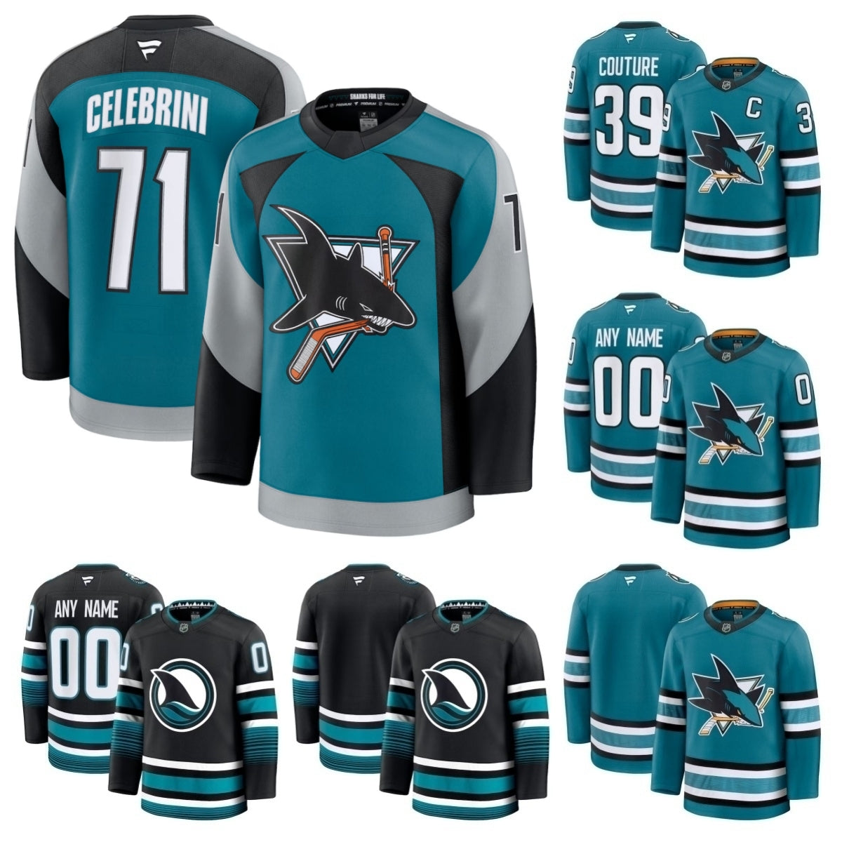 Dmitry Orlov Sharks Jersey Hockey Macklin Celebrini Will Smith Nick Leddy Jeff Skinner Tyler Toffoli John Klingberg Alexander Wennberg Adam Gaudette