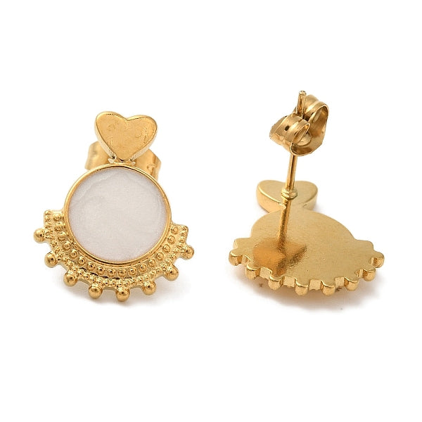 Boucles d'oreilles rondes en acier inoxydable 304 avec placage ionique (IP) et cœur