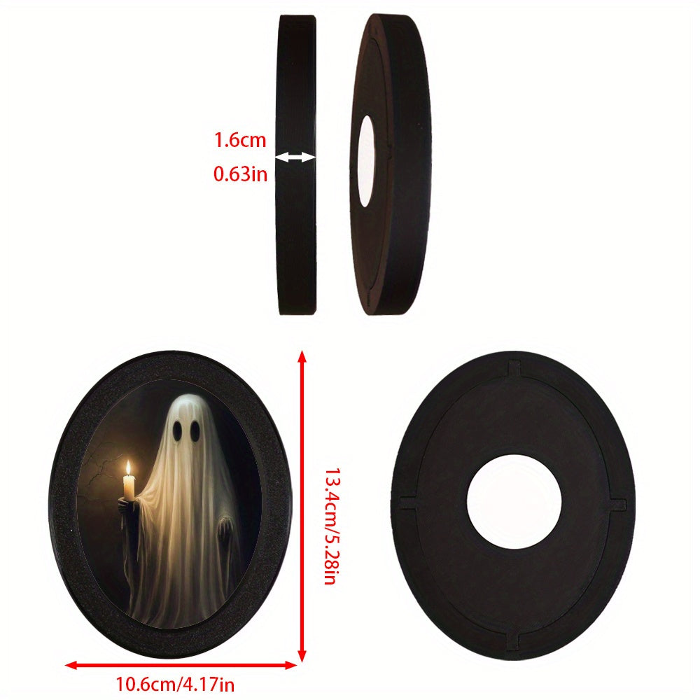 TEMU Gothic Oval Wall Art - Eerie With Candle, Black Frame, Plastic, Bohemian Style, Halloween Or Spooky Decor, Halloween Decorations