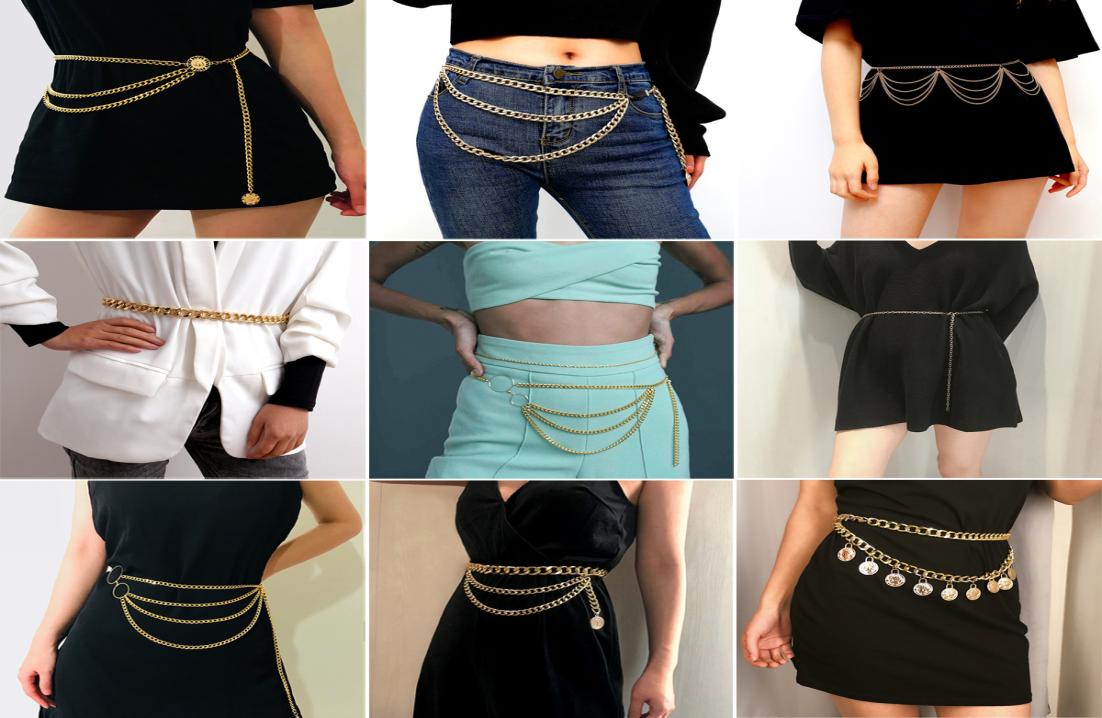 Designer recommends women039s metal chain belt personalized creative fashion women039s body chain retro multilayer waist ch5683238