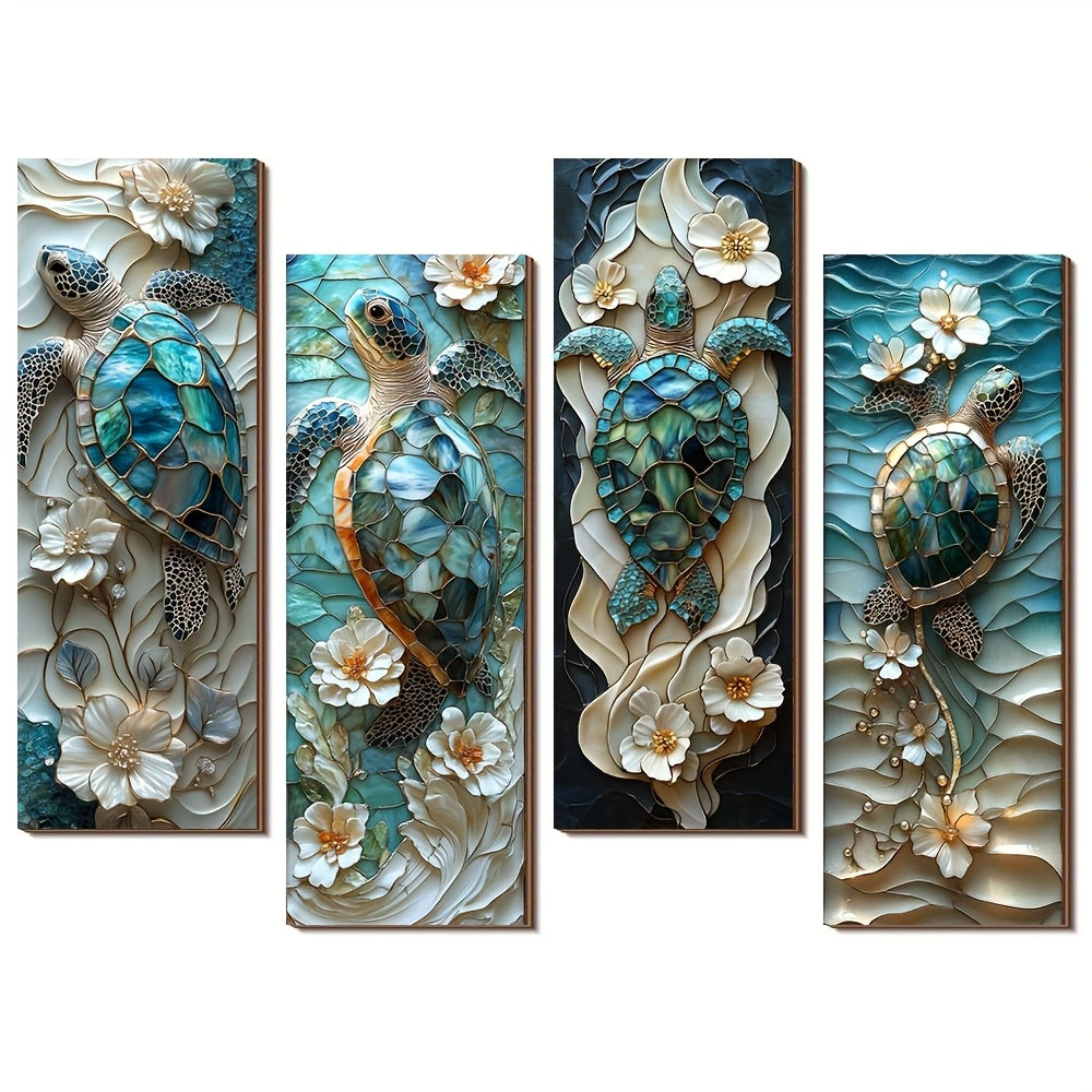 TEMU 4pcs Sea Turtle Wall Decor, 2d Flat Wooden Wall Hangings, Minimalist Style, Suitable For Bedrooms, Living Rooms, , Home Decor Gifts, 11.81in X