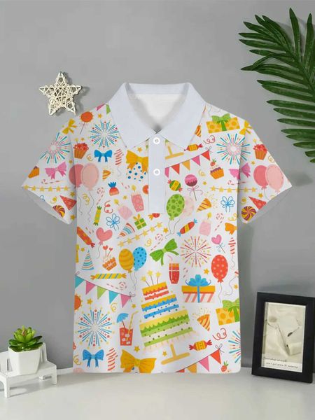 Camisa de pólo estampado colorido Childrens Top Clothing