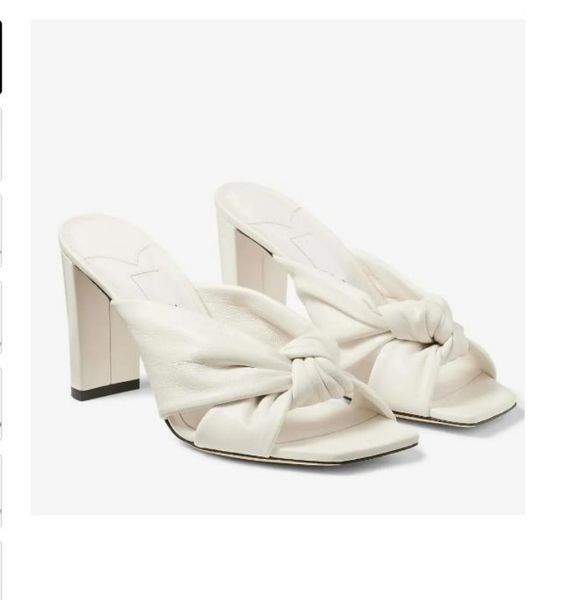 Summer Designer Women Avenue Sandals Shoes Knot Two Strappy Nappa Leather Mules Lady Elegant Walking EU35-43