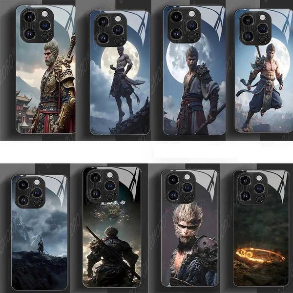 Black Myth Wukong Phone Cover Glass Mirror Iphone 12 15 Pro Max Anti-Fall Crystal Clear Phone Case Cover Men Gift CL240823
