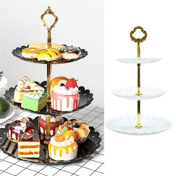 Dishes Plates European Threelayer Wedding Party Dessert Table Candy Fruit Plate Cake Selfhelp Display Cake Stand Home Table Decoration Trays