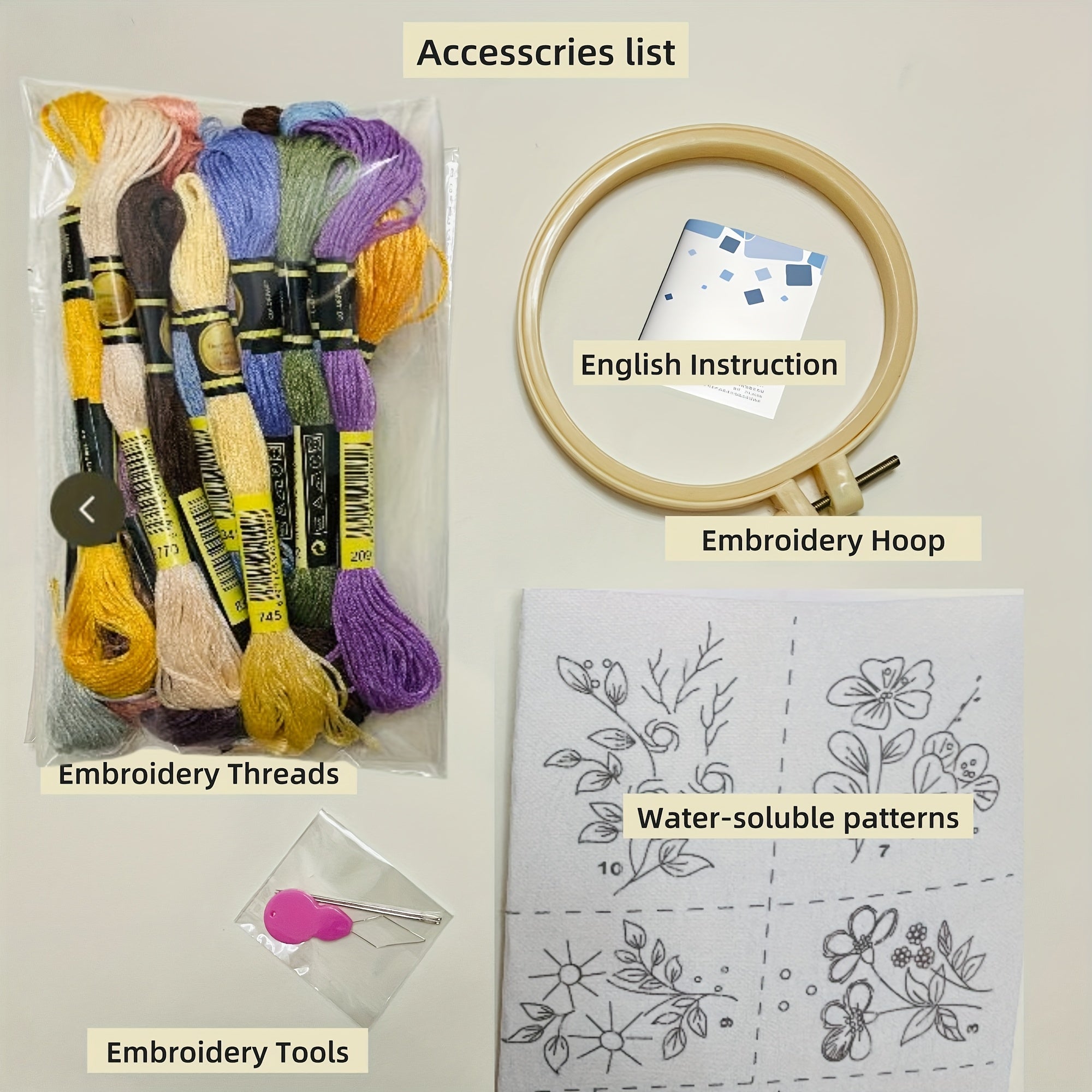 TEMU 10 Types Of Three-dimensional Embroidery Pattern Craft Kits, Featuring Colorful Water-soluble Patches, Suitable For Diy Bags, Shirts, T-shirts,