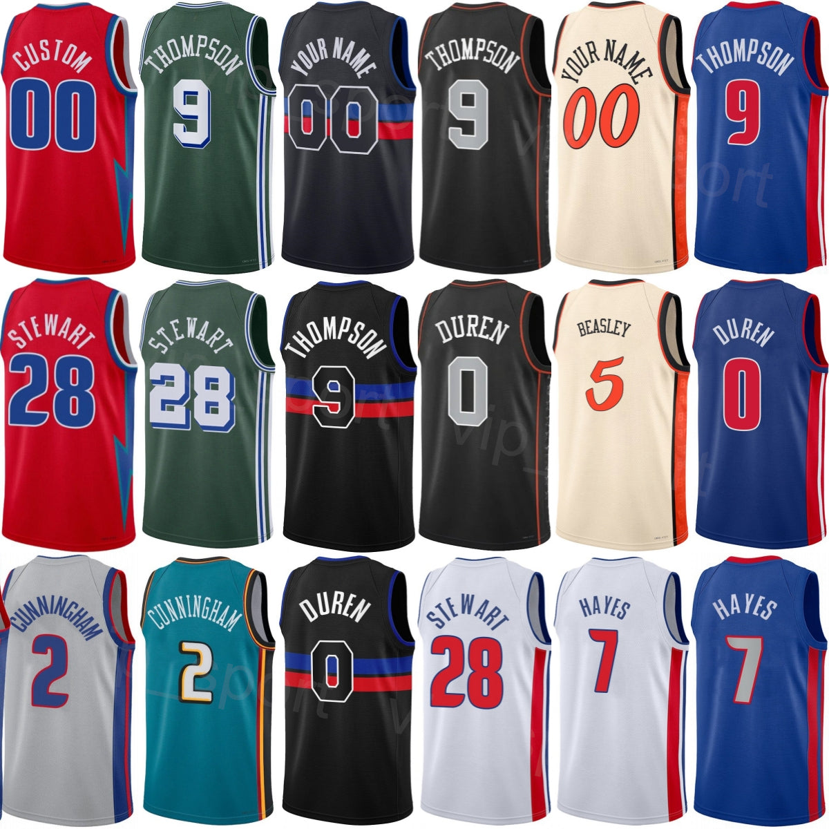 Printed 25-26 Basketball Ron Holland II Jerseys 5 Woman Youth Man Jaden Ivey 23 Marcus Sasser 25 Ausar Thompson 9 Paul Reed 7 Isaiah Stewart 28 Cade