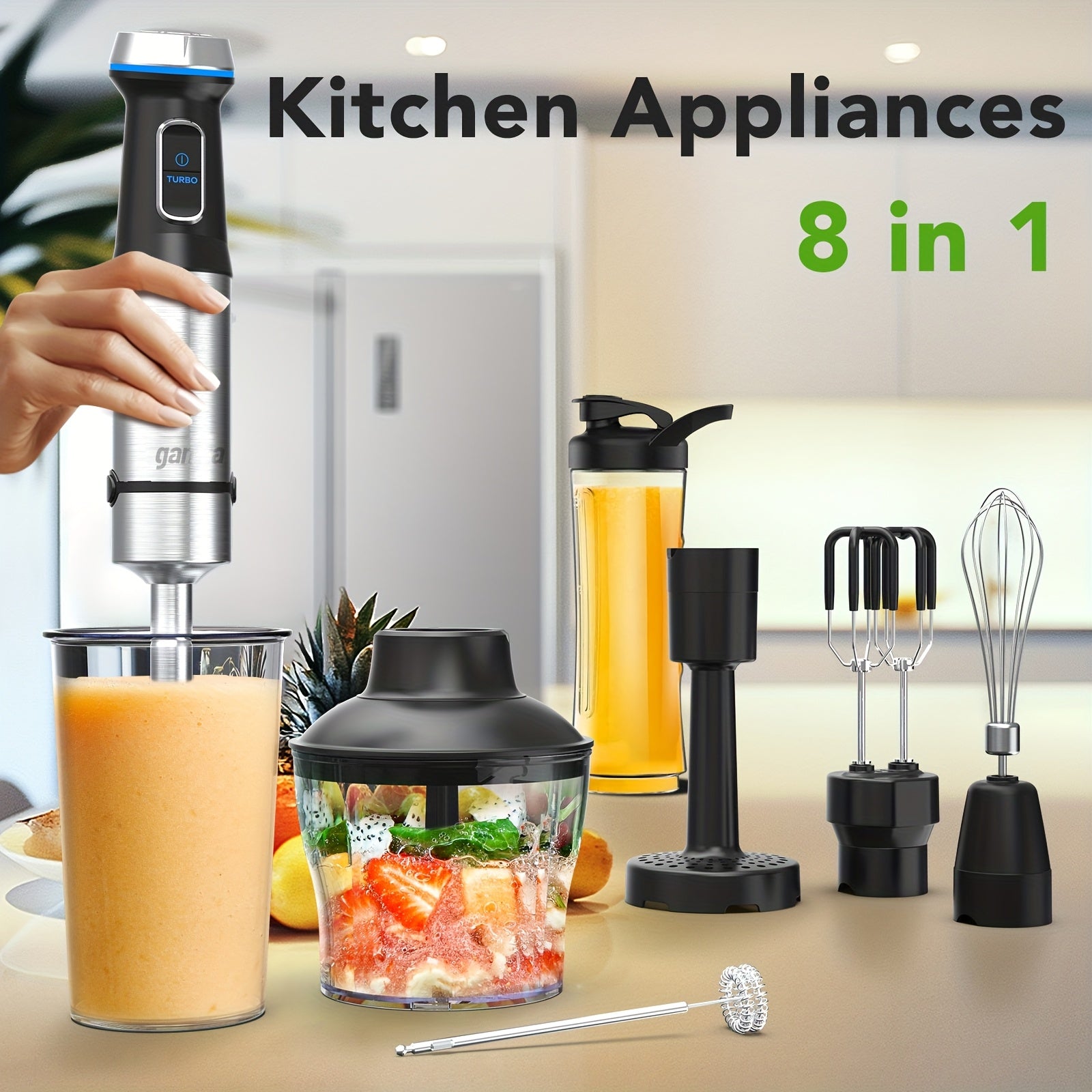 TEMU -7-in-1--handheld Blender, Hand Blender, 15 Variable Speed And Turbo Emulsifying Blender Stainless Steel Stick Blender With Food Processor,