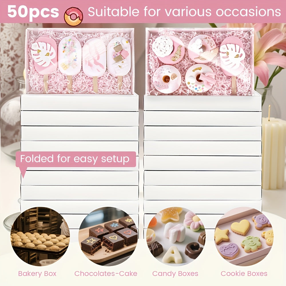 TEMU 10-50pcs White Cookie Boxes With With Clear Lids, Cake Boxes, Chocolate Boxes, Macaroon Boxes, Candy Boxes, High Quality Paper Gift Boxes For