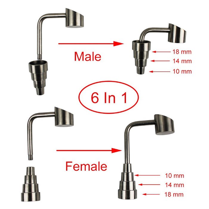 2 Style Universal GR2 Titanium Nail Dome-less Buckets Bubbler Banger Nails 18mm 14mm 10mm Male Female joint 6 in 1 For Glass Bong Hookah Dab Rigs