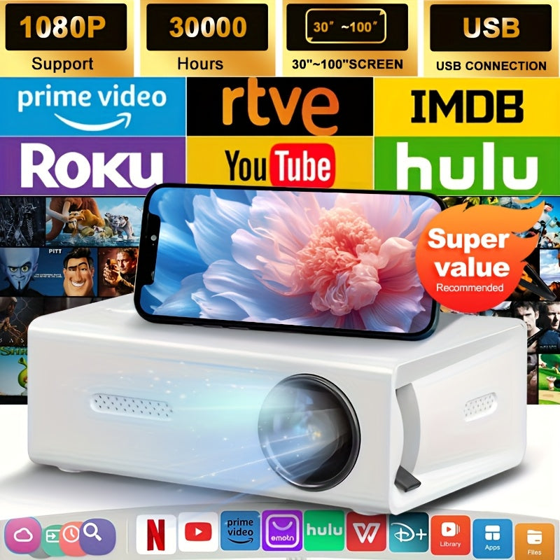 TEMU Portable Hd Projector For Camping, Office & Home Theater - 1080p Hd Support, Built-in Speaker, Smartphone-usb-sd , Outdoor - Perfect Gift For