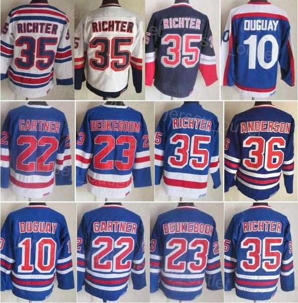 Men Hockey Retro 35 Mike Richter Jersey Vintage Classic 10 Ron Duguay 22 Mike Gartner 23 Jeff Beukeboom 36 Glenn Anderson 75th Anniversary s