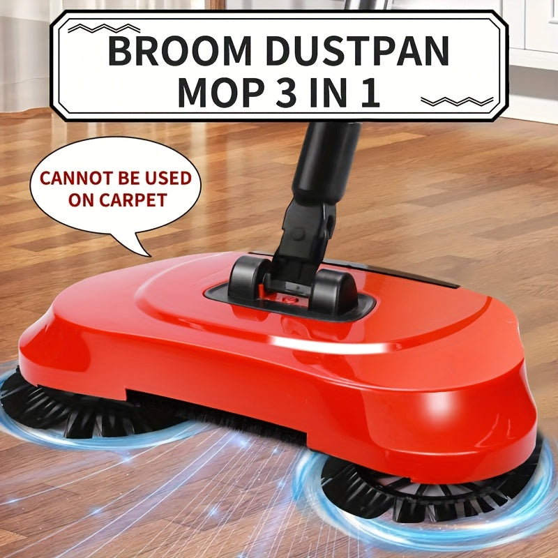 TEMU 3-in-1 Cordless Push Broom, Dustpan & Mop Combo - Lightweight Ergonomic Retractable Handle, Cordless Mop System For Hardwood Floors, Tile, -like