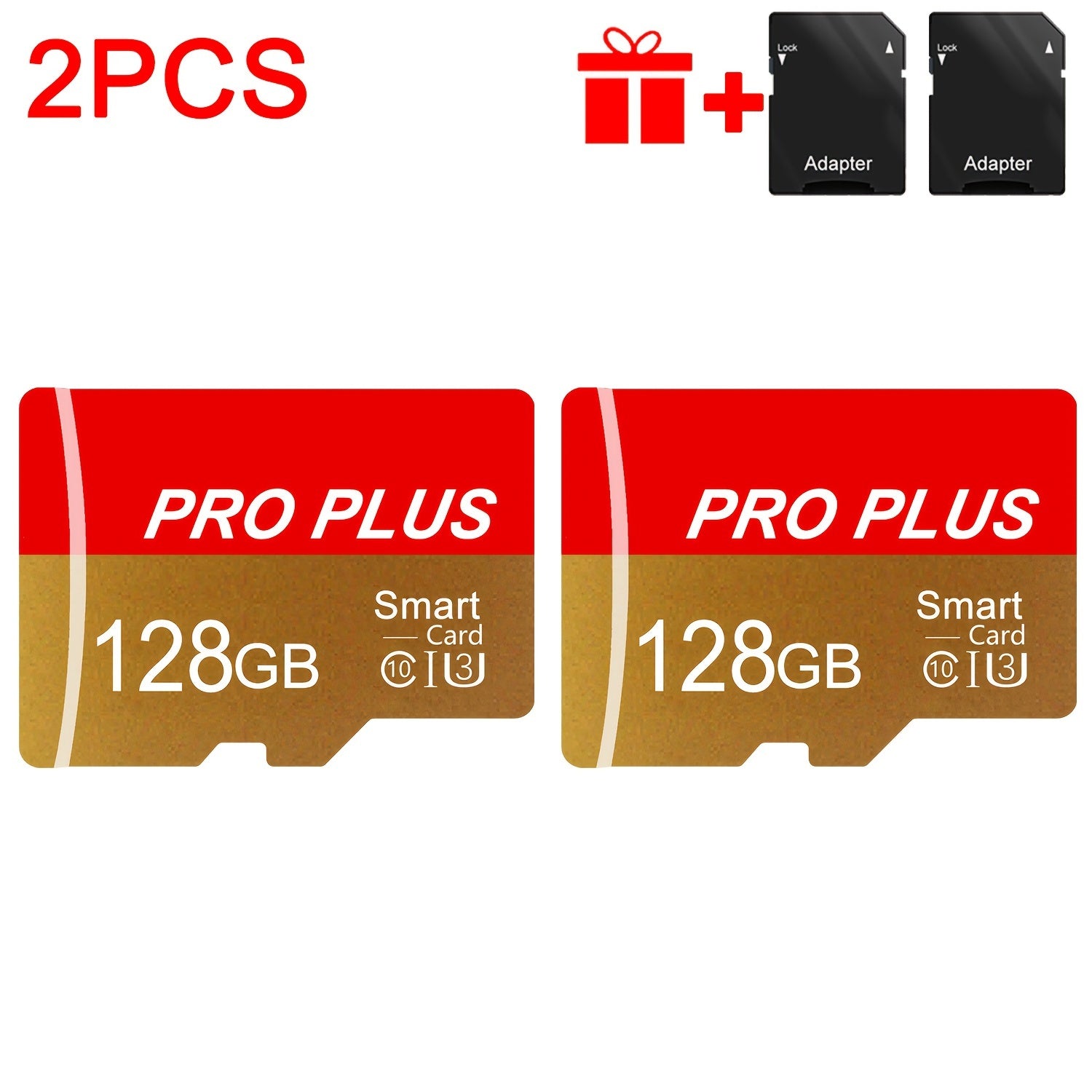 TEMU 2pcs Memory Card 128gb 64gb 32gb 16gb With Adapter, High Card 4gb 2gb 1gb, U3 C10 A1 Memory Tf Card For Tablet-camera-mobile Phone-camera-car
