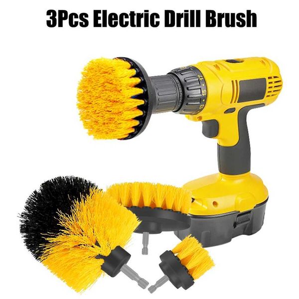 Drill Scrubber Brush Kit Hard Bristle Car Auto Care Car Brush 3pcs-set Auto Detailing Cleaning ToolT250111