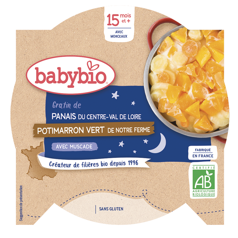 Babybio jídelní talíř - 15 měsíců a více - těstoviny, zelená dýně - BIO 260 g