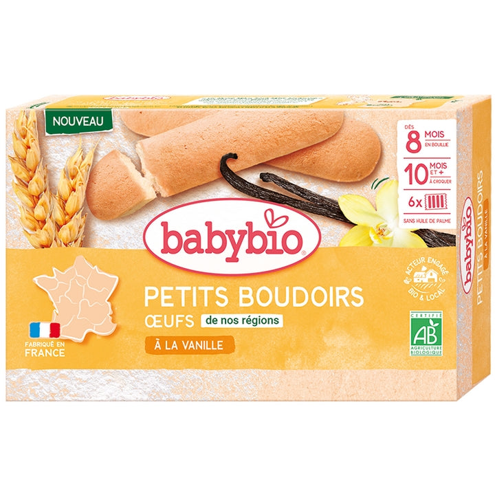 Babybio Biscuits - 8 mois et + - Petits Boudoirs Vanille - BIO 6 sachets de 4 boudoirs