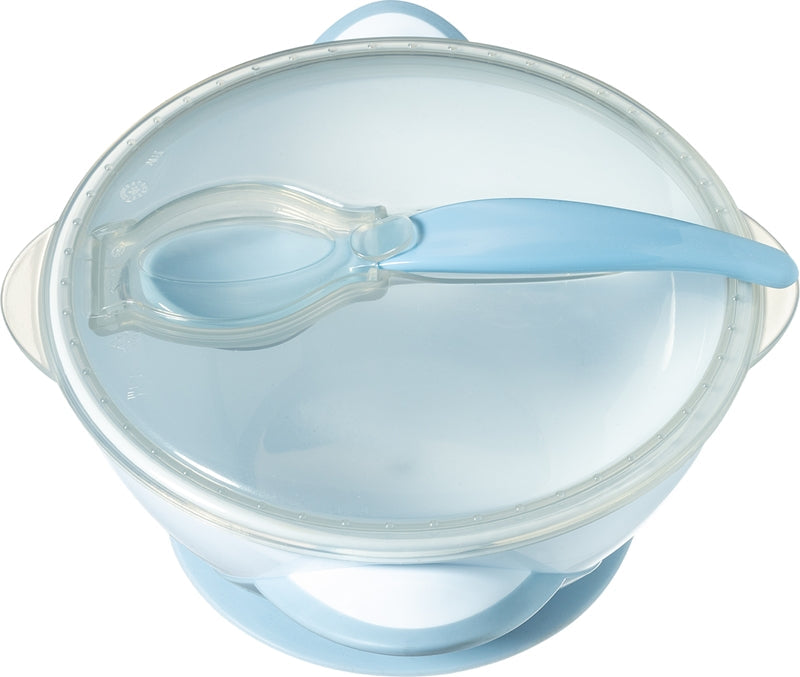 BabyOno Juego de cubiertos infantiles con ventosa Be Active Azul 6m+ 2uds