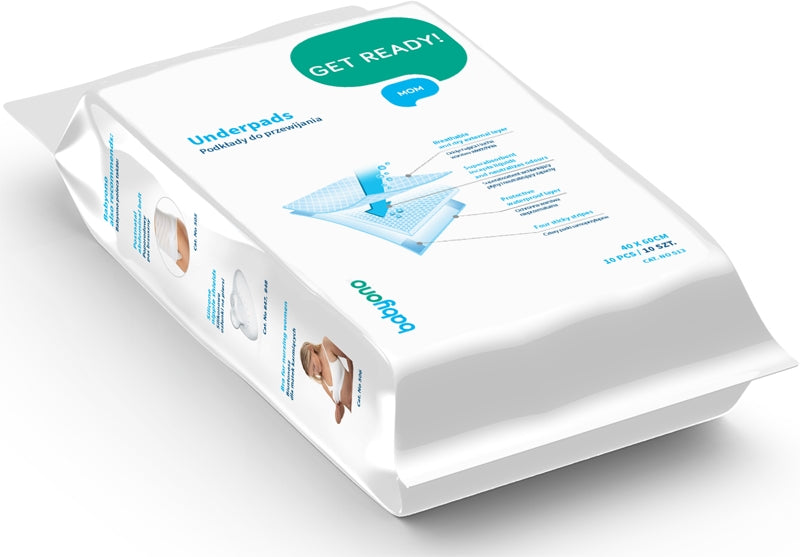 BabyOno Draps à langer jetables Get Ready Mom 40 x 60 cm 10 pcs