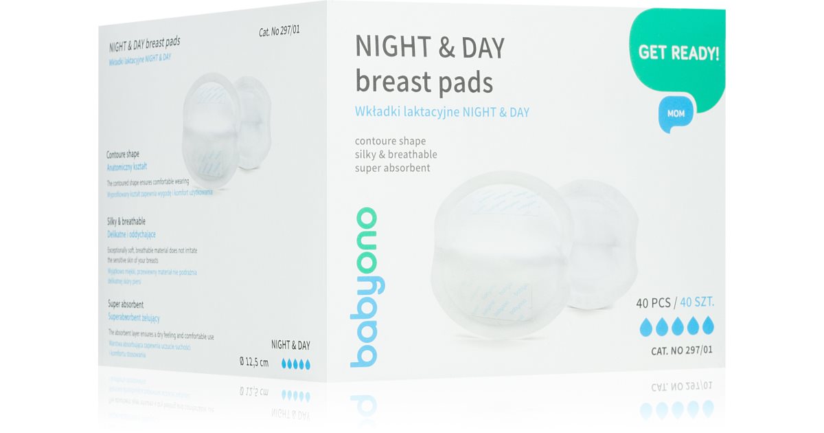 BabyOno Get Ready Day & Night Jednorazowe wkładki do biustonosza 40 szt.