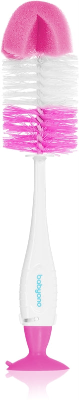 BabyOno Take Care Brosse pour Biberons et Tétines 2 en 1 brosse de nettoyage rose 1 pc