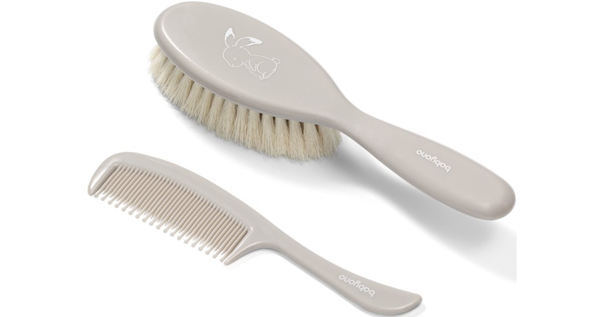 Babyono Ensemble brosse à cheveux et peigne Take Care pour bébé gris