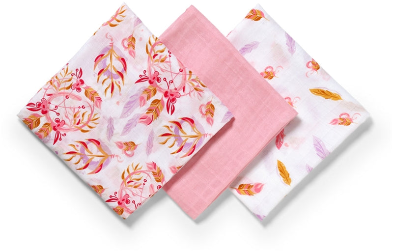 BabyOno Aveți grijă Scutece din bambus natural Scutece pânză Old Pink 3buc