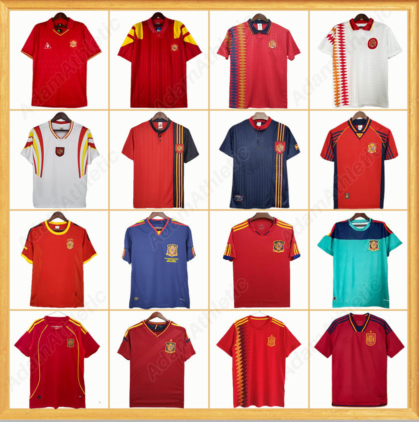 Spanish retro jerseys 2010 XAVI TORRES A.INIESTA spanish vintage football shirts 2008 2012 DAVID VILLA LUIS ENRIQUE BUTRAGUENO HIERRO Espana classic