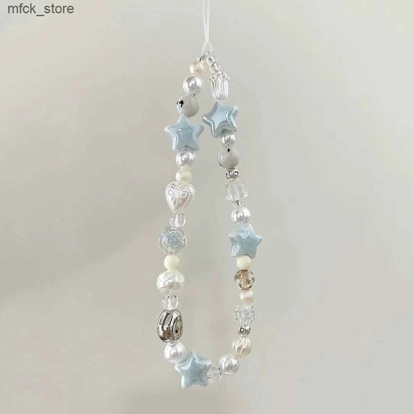 Cell Straps Charms INS Star Pearl Beads Phone Chain Trendy iPhone Samsung Universal Accessories Lanyard Hanging Rope For Girl Pendant J24120