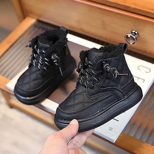 Autumn Winter Warm Plush Girls Boots Fashion Clith Boys and Childrens Casual Shoes D135