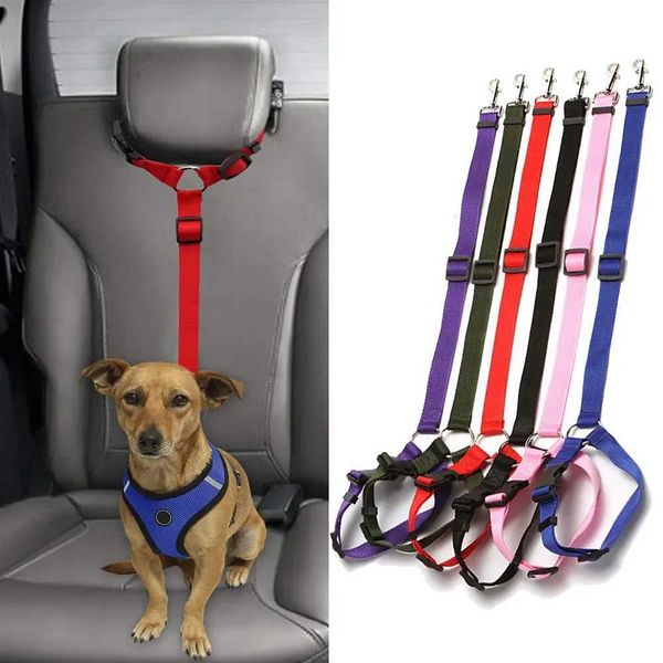 Solid Two-in-one Pet Car Seat Belt Lead Leash BackSeat Safety Belt Adjustable Harness for Kitten Dogs Collar Pet AccessoriesT250121