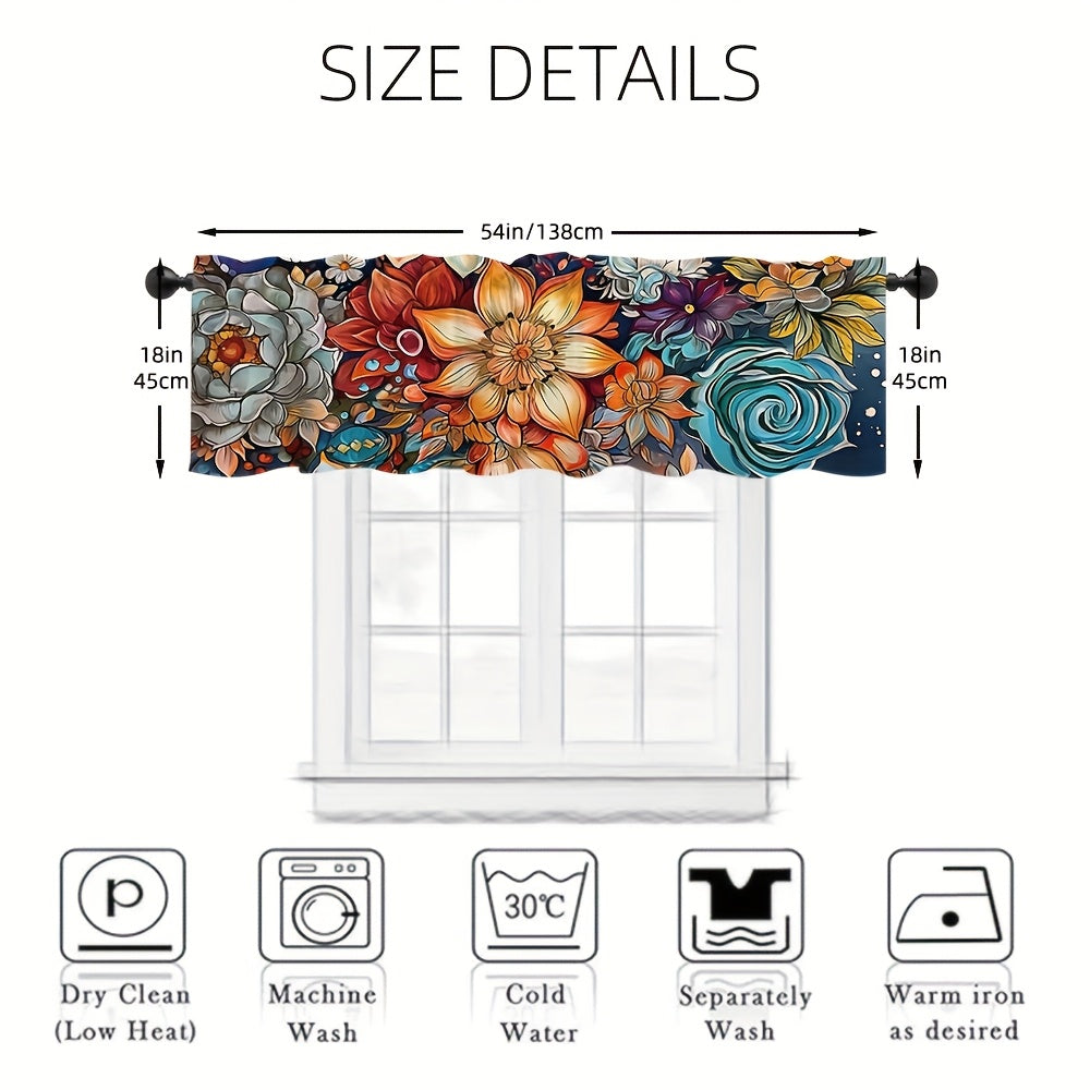 TEMU Bohemian Theme Window Curtain, Join Flower Printing Decorative Window Curtain, Modern Abstract Style, Suitable For Room Kitchen Restaurant