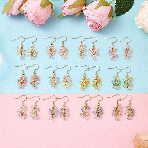 Boucles d'oreilles pendantes en forme de fleur en acrylique