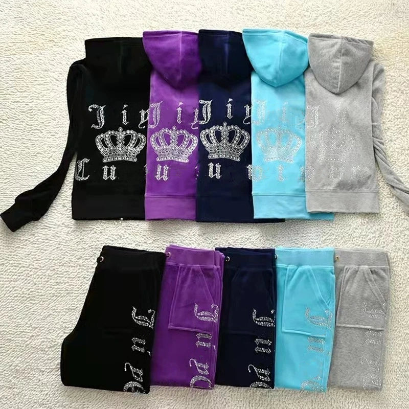 Designer Outfits For Woman Diamond Letter Prints Athleisure Tracksuit High Street Cotton Elegant Hoodies Pants Set