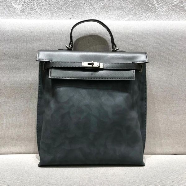 School Bags Multifunctional Genuine Leather Womens Bag Handmade Top Layer Cowhide Single Shoulder Crossbody Backpack HandbagX240902