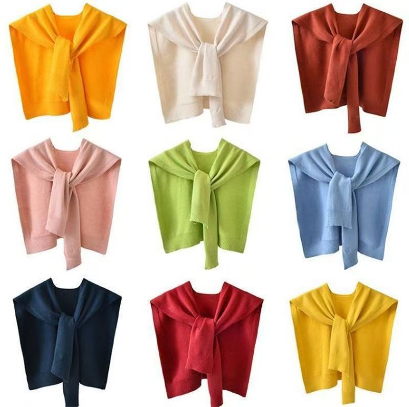 K511 Solid color shawl for women outerwear 2025 new spring and autumn striped knitted small shawl thin style with sweater shirt scarf