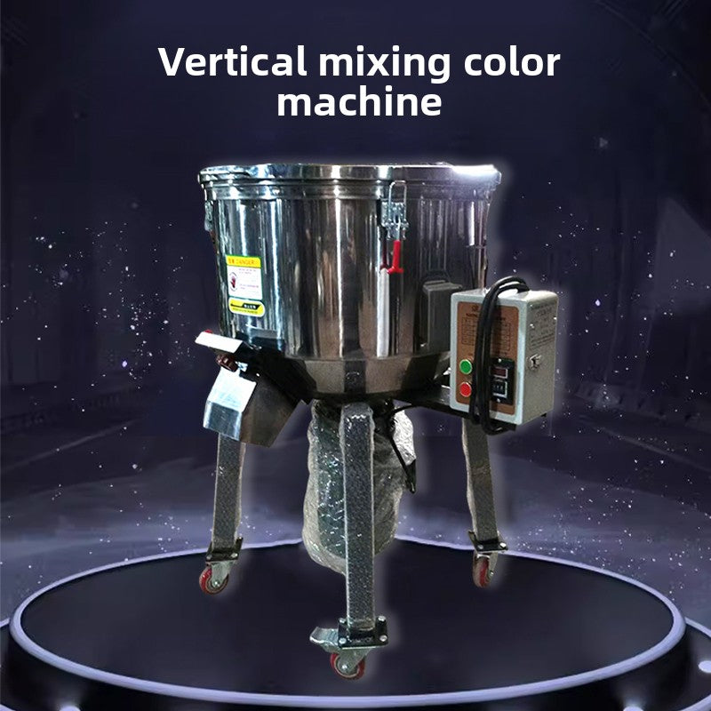 Vertical Color Mixer Machine for Plastic-Particle Mixing, Stainless Steel Industrial Blender with Movable Wheels
