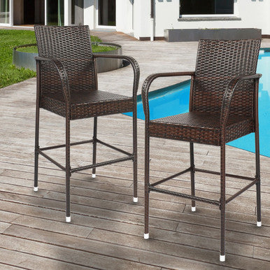 Wicker Outdoor High-Bar Chairs (2-Pack)