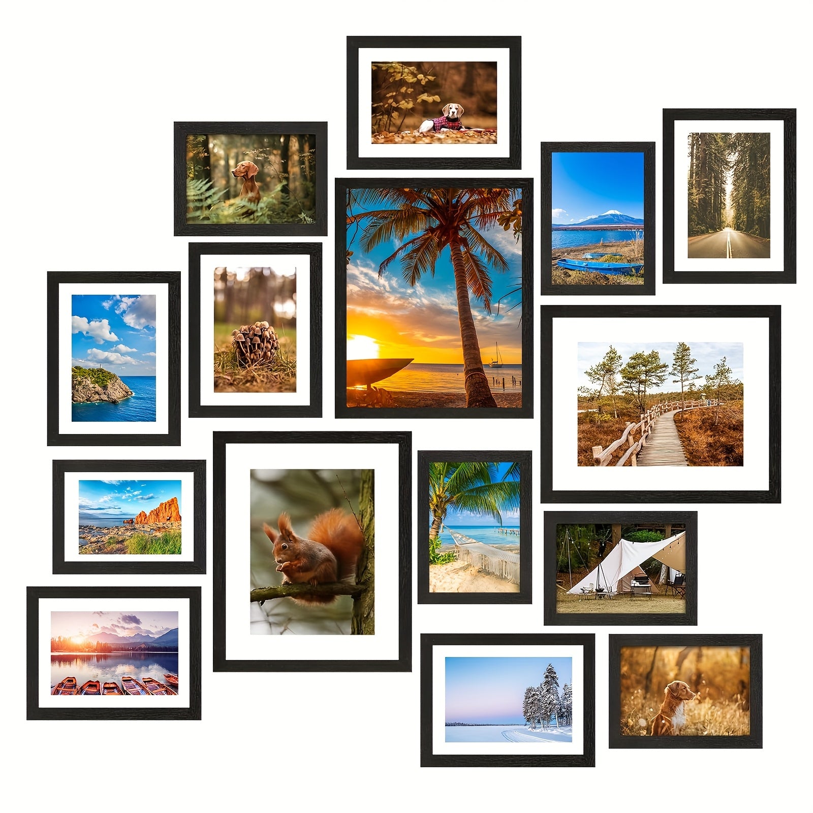 TEMU Tomnk Picture Frames, Black-brown Picture Frames Set, Collage Wall Decor For Assorted Photos, For Wall Hanging Or Tabletop Display, Hanging Or