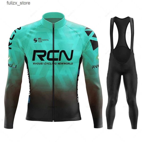 Cycling Jersey Sets Rcn autumn bicycle jersey bib pants set Ropa Ciclismo bicycle MTB clothing road bicycle set mens long sleeved bicycle se
