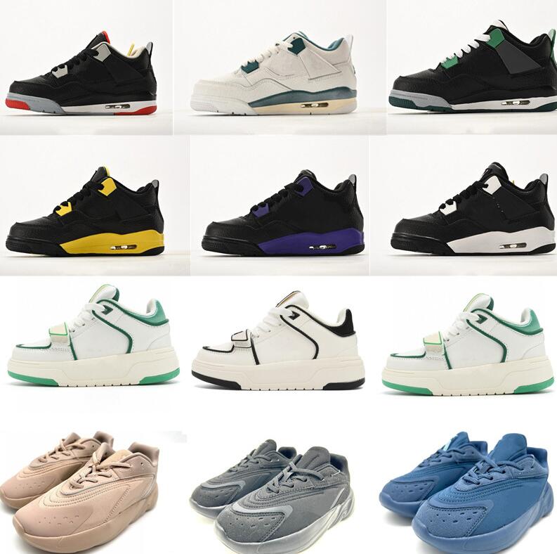 Kids Basketball Shoes Leather Bred Reimagined 4 Infant Black white green Blue Red Black Grey Runner TD Sneakers Toddler Children Trainers Boys and G