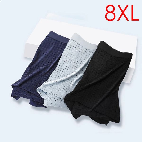 4 pieces-batch of mesh bamboo fiber mens boxing underwear summer XXXL large-sized shorts breathable underwear 5XL 6XL 8XL underwear 241112