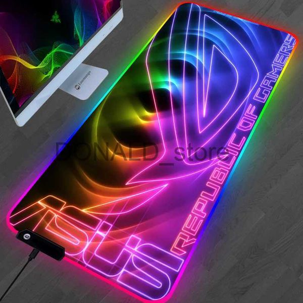 Mouse Pads Wrist Rests LED Mousepad ASUS ROG Gaming Mouse Pad 900x400 Large Keyboard Rubber Speed Desk Accessories Computer Rug Laptop Carpe