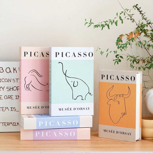 Abstract Painting Fake Books Modern Home Decoration Living Room Studio Coffee Table Book Box Aesthetic Props Books Ornaments W240826