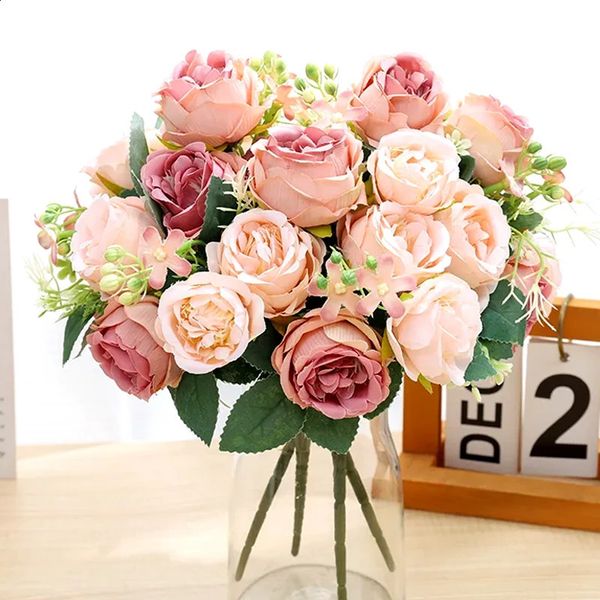 7 Heads Artificial Flowers peonies Home Decoration Accessories Silk Peony Wedding Decorations bride Bouquet Rose Fake plants 240731